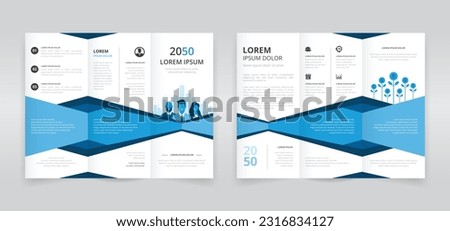Minimal trifold brochure template with business people artwork, trifold flyer layout, pamphlet, leaflet