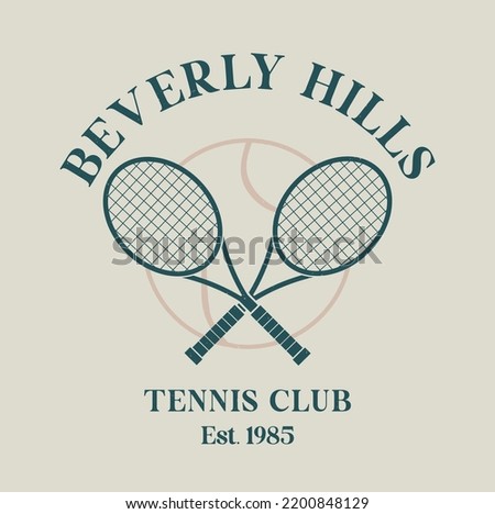 tennis logo, beverly hills, two rackets and ball
