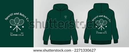 green hoodie art design, tennis logo