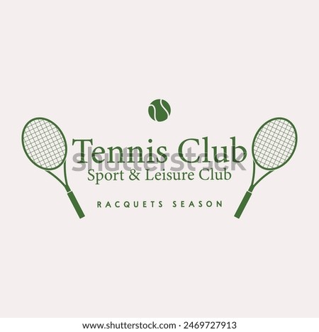 tennis logo, tennis club, two rackets and ball