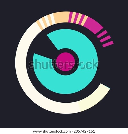 Flat Styled Neon Colored Volume Knob Enhancing Icon, Isolated