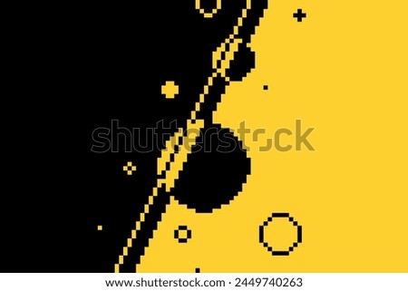 Black and Yellow Pixel Art Abstract Bubbling Circle in Inverted color Background