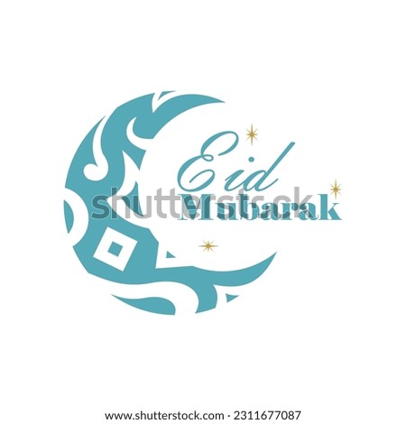 Simple and elegant Eid al-Adha Islamic festival. Greeting card with crescent moon elements in a simple decorative style on a white background. Eid square design. Vector illustration.