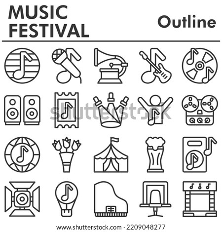 Muzic festival icons set - icon, illustration on white background, outline style Imagine de stoc © 