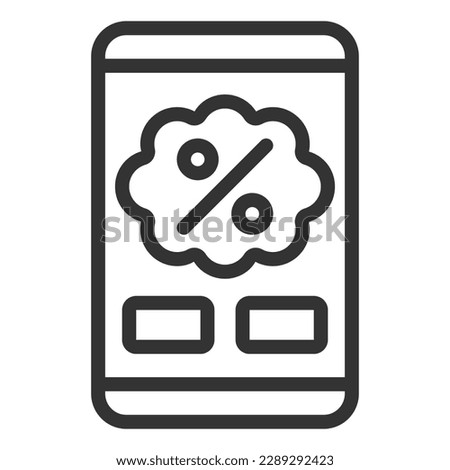 Cloud with percent on smartphone screen  - icon, illustration on white background, outline style
