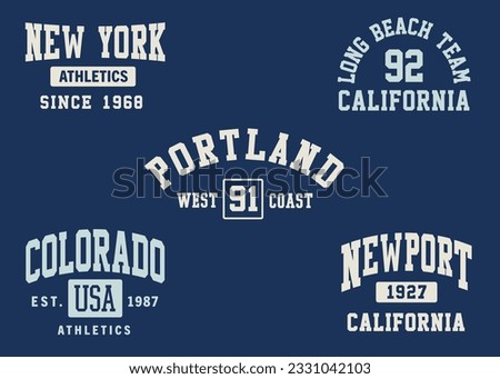 Retro varsity logos imprint. University slogan typography design. Vector illustration for fashion tee, t-shirt or other uses. 