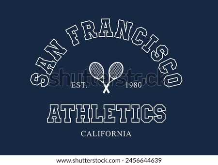 Tennis varsity logos imprint. Sport slogan typography design. Vector illustration for fashion tee, t-shirt or other uses. 