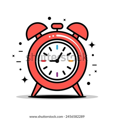 Alarm clock filled line design. Time schedule symbol vector