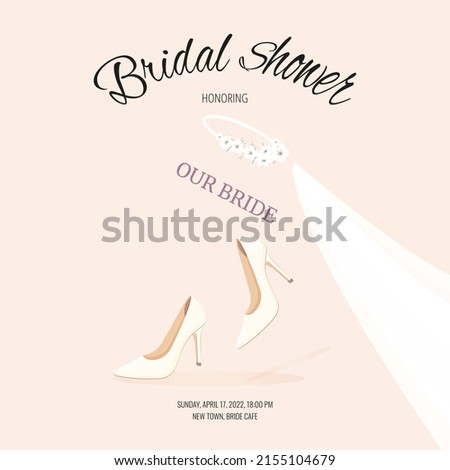 Bridal shower honoring the bride with a veil and wedding shoes.