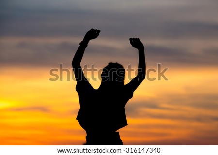 silhouette achievements successful love arm up man is success with sunrise,we do