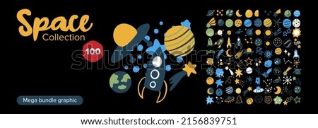 Space vector collection mega bundle. Vector illustration