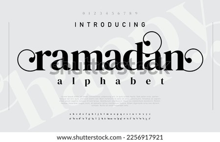 Ramadan creative alphabet. Islamic font typography typeface