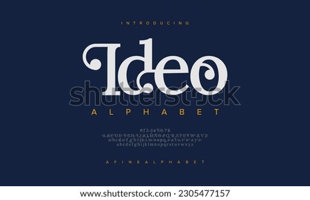 Ideo abstract digital technology logo font alphabet. Minimal modern urban fonts for logo, brand etc. Typography typeface uppercase lowercase and number. vector illustration