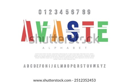 Avaste creative modern geometric urban alphabet font. Digital abstract futuristic, game, techno, robot, music, logo, sport, minimal technology typography. Simple numeric vector illustration