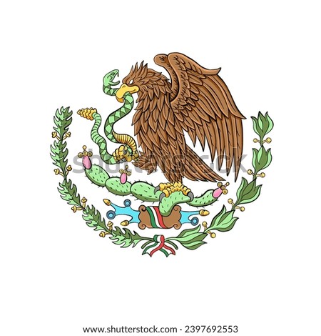 Mexico flag the eagle and snake, Symbol from the flag of Mexico. Vector illustration