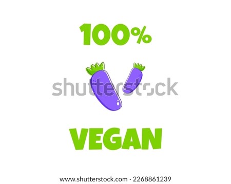 Flat vegan eggplant. Healthy vegan food. Healthy diet. Vegetarian food. Vegan menu. Healthy nutrition garden food. Vector illustration