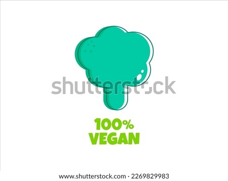 Flat vegan broccoli. Healthy vegan food. Healthy diet. Vegetarian food. Vegan menu. Healthy nutrition garden food. Vector illustration