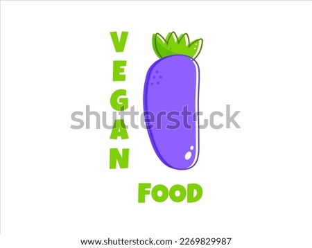 Flat vegan eggplant. Healthy vegan food. Healthy diet. Vegetarian food. Vegan menu. Healthy nutrition garden food. Vector illustration