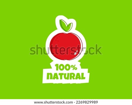 Flat vegan red apple. Healthy vegan food. Healthy diet. Vegetarian food. Vegan menu. Healthy nutrition garden food. Vector illustration