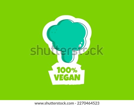 Flat vegan broccoli. Healthy vegan food. Healthy diet. Vegetarian food. Vegan menu. Healthy nutrition garden food. Vector illustration