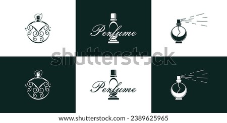 Vector set of luxury perfume bottle logo design inspiration collection premium perfume minimalist style Premium Vector
