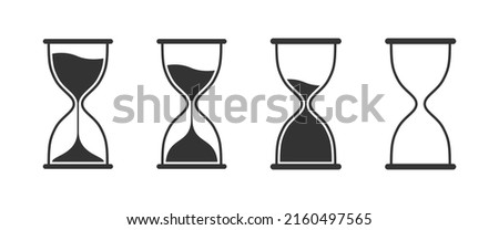 Sand watch icon set. Hourglass symbol. Flat vector illustration.