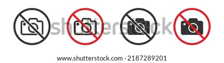 A Photo forbidden warning sign. No camera symbol. Vector illustration.