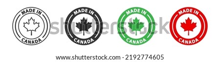 Made in Canada logo. Label for products made in Canada. Vector illustration.