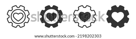 Gear icon with a heart. Vector illustration.