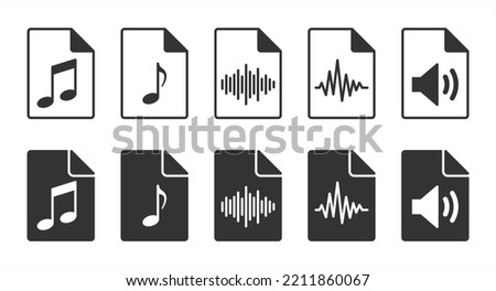 Audio file icon set. Sound file icon. Vector illustration.