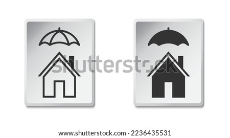 House under umbrella icon. Umbrella covering house. Vector illustration.