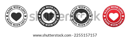 Made with love icon set. Vector illustration.