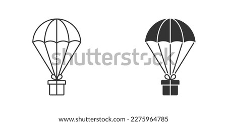 Parachute icon. Gift Box on a Parachute. Vector illustration.