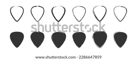 Hand drawn guitar picks icon set. Vector illustration.