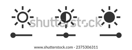 Brightness and contrast level adjustment icons. Vector illustration.