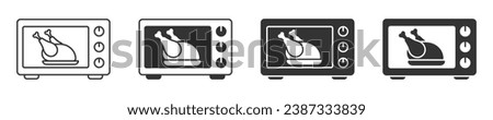 Microwave oven icon. Chicken in the oven. Vector illustration.