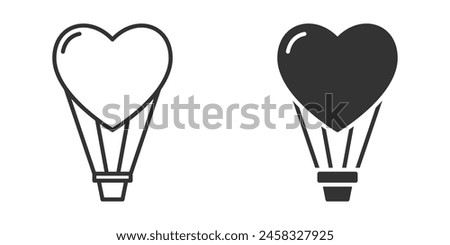 Heart hot air balloon icon. Vector illustration.