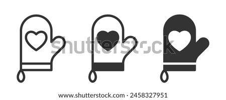 Kitchen glove icon with heart shape on it. Vector illustration.