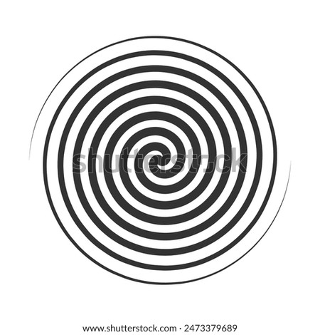 Vector illustration of a hypnotic spiral in black and white. Ideal for design, optical illusions, and abstract art.