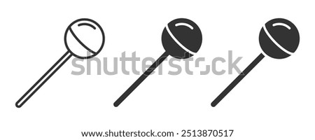 Minimalist vector illustration of lollipop icons in outline and filled styles.