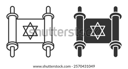 Torah scroll icon with Star of David, vector illustration.