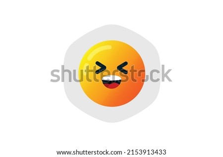 Grinning squinting emoji. Laughing XD face, big grin emoticon stylized vector icon