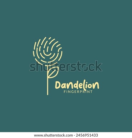 Dandelion Fingerprint logo. A unique logo featuring a dandelion design with fingerprint swirls, symbolizing individuality and identity.