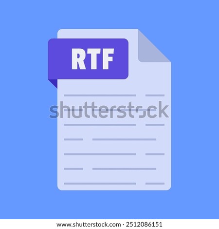 Simple and modern rtf file extension vector illustration flat design isolated on blue background