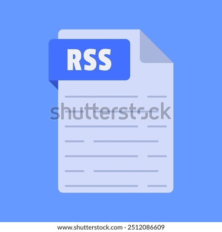 Simple and modern rss file extension vector illustration flat design isolated on blue background