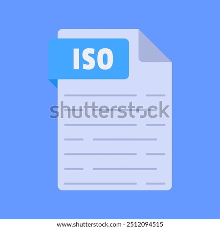 Simple and modern iso file extension vector illustration flat design isolated on blue background