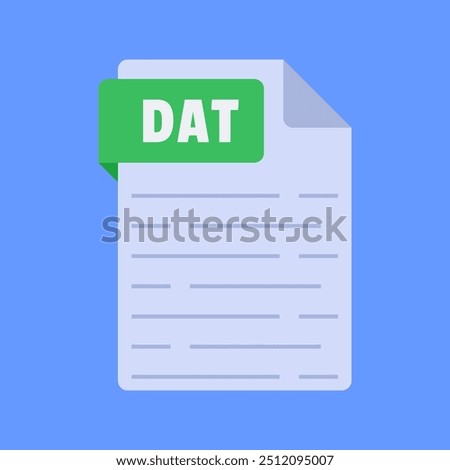 Simple and modern dat file extension vector illustration flat design isolated on blue background