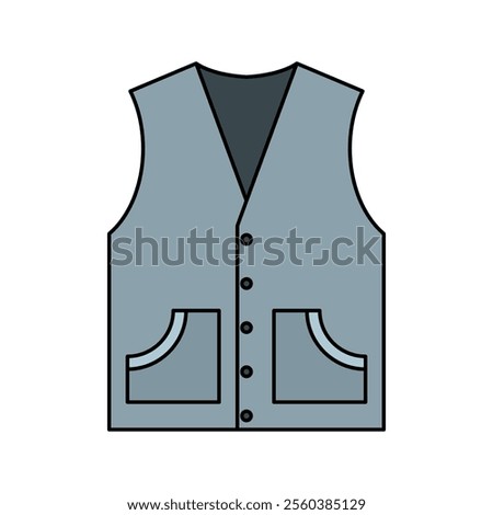 Light Blue Casual Vest, A light blue vest with patch pockets, suitable for casual wear.