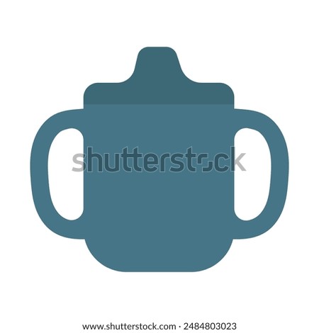 Children dishes, sippy cup. Baby bottle in clip art style. Isolated vector illustration for your design