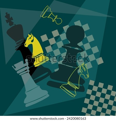 Vector illustration chess background. Flyer design for chess tournament, match, game